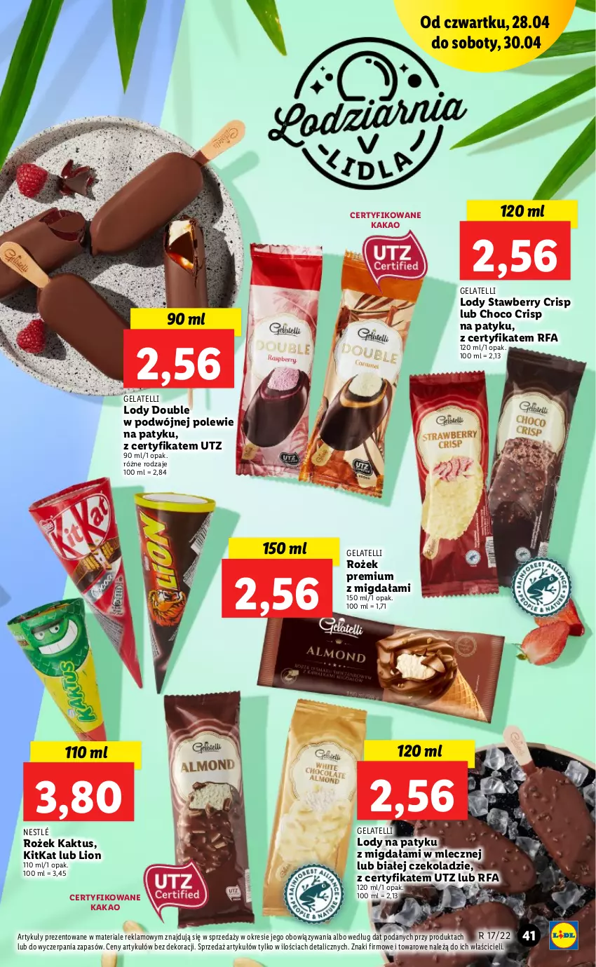 Gazetka promocyjna Lidl - GAZETKA - ważna 28.04 do 30.04.2022 - strona 41 - produkty: Fa, Kakao, Kaktus, Lion, Lody, Nestlé