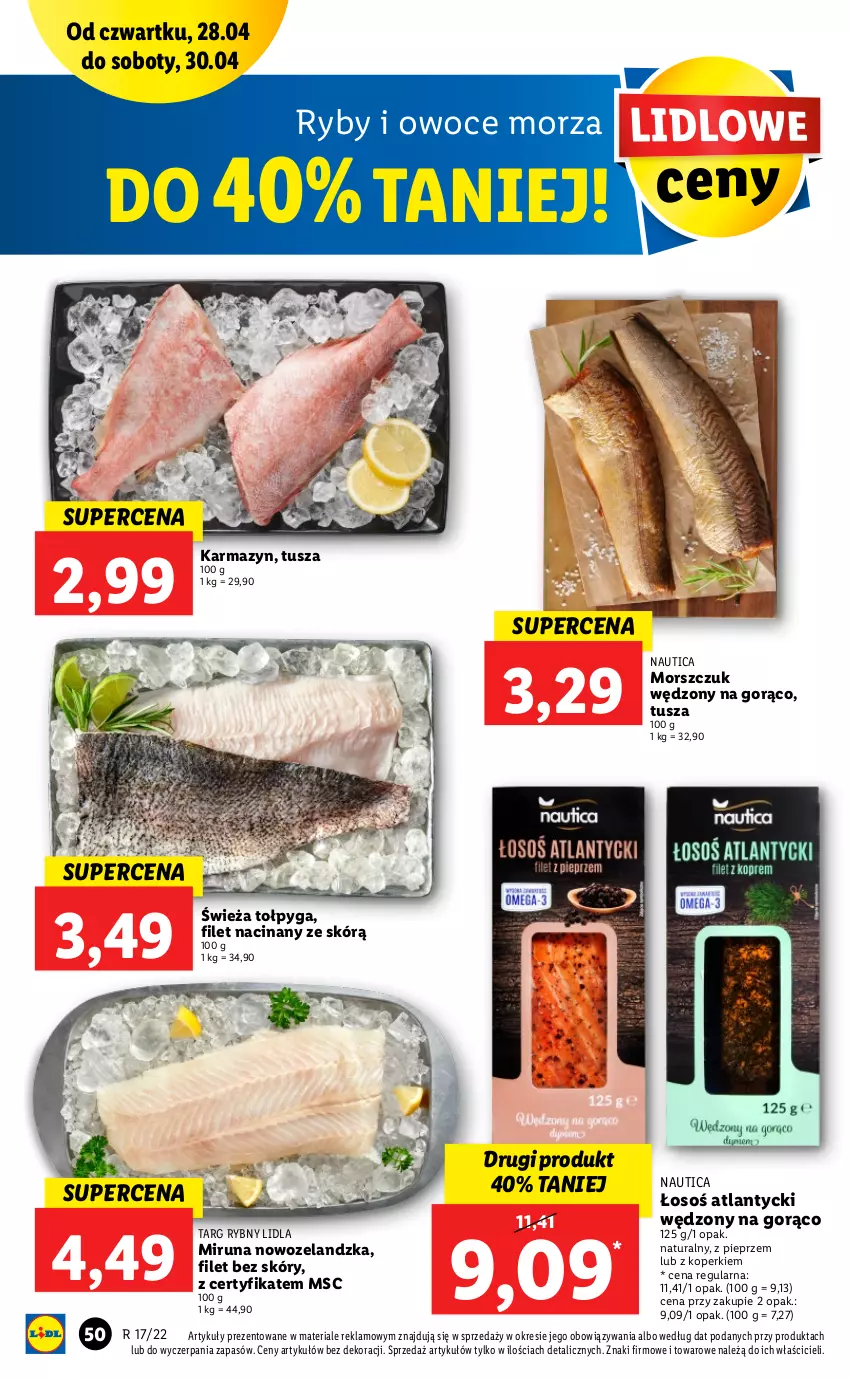 Gazetka promocyjna Lidl - GAZETKA - ważna 28.04 do 30.04.2022 - strona 50 - produkty: Miruna, Owoce, Owoce morza, Pieprz, Ryby i owoce morza, Tołpyga, Tusz