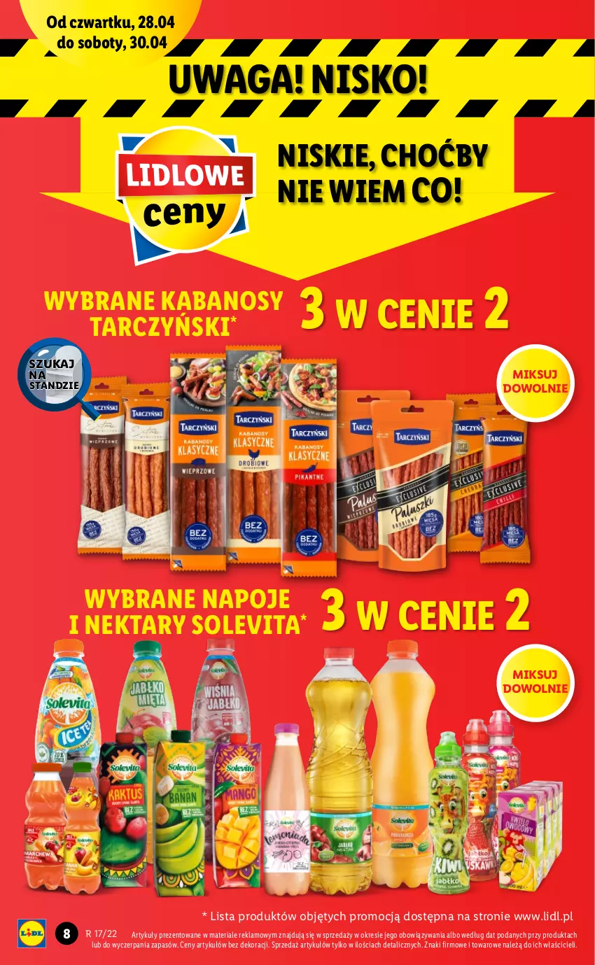 Gazetka promocyjna Lidl - GAZETKA - ważna 28.04 do 30.04.2022 - strona 8 - produkty: Kabanos, Napoje, Nektar, Tarczyński, Waga