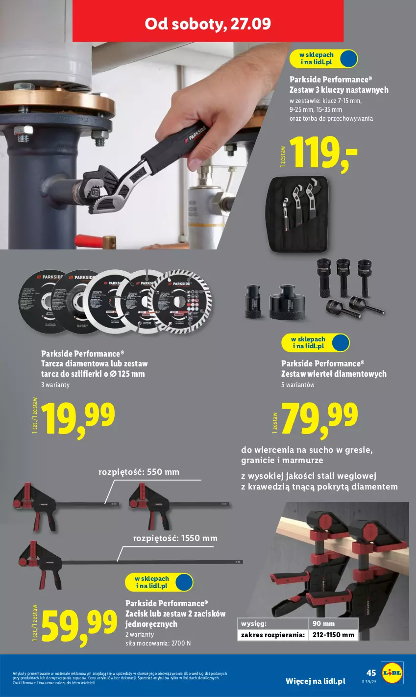 Gazetka promocyjna Lidl - GAZETKA - ważna 22.09 do 27.09.2025 - strona 53 - produkty: Gra, Gres, Parkside, Sok, Tarcza diamentowa, Torba, Zestaw wierteł