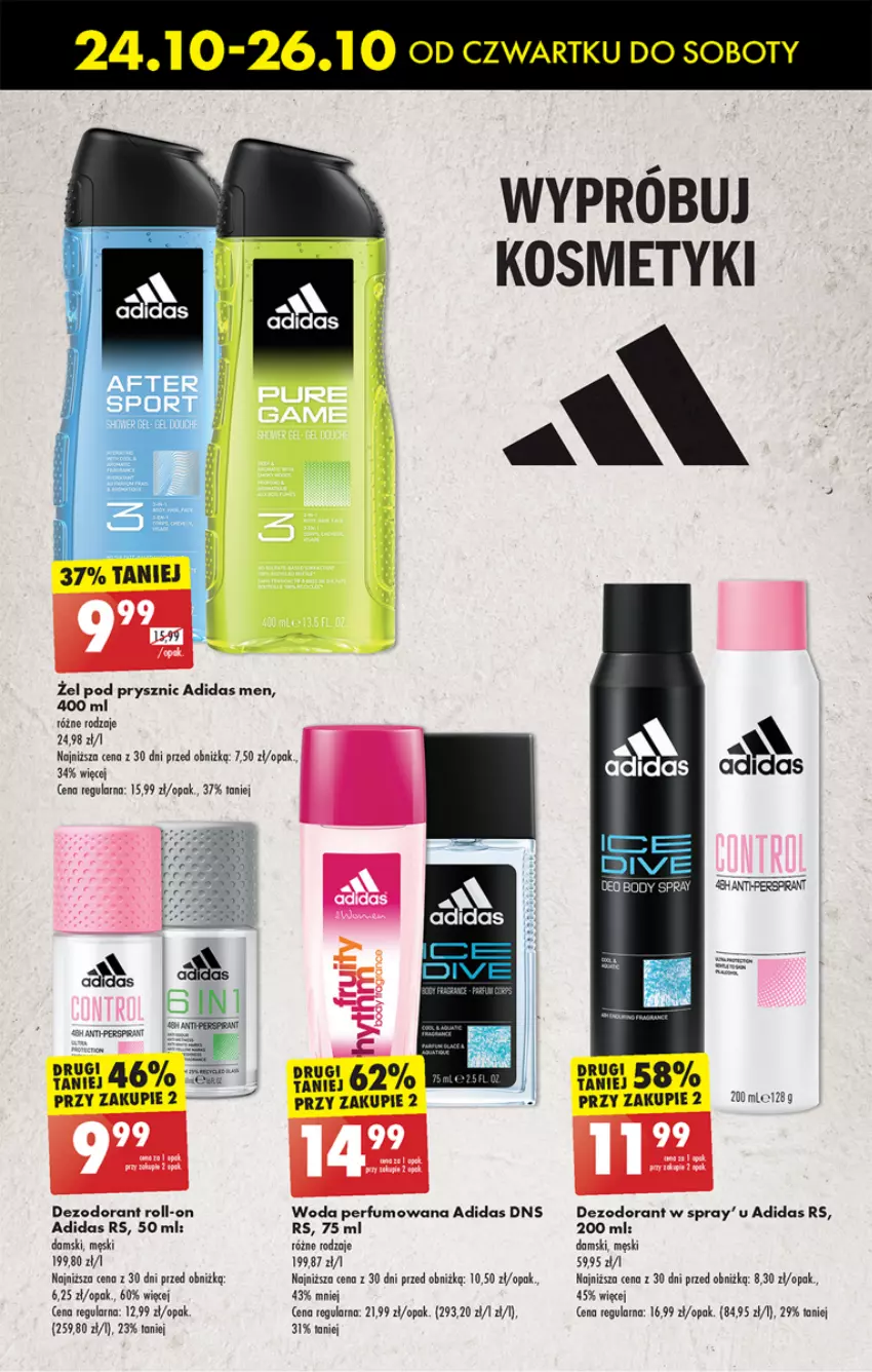 Gazetka promocyjna Biedronka - Od czwartku - ważna 24.10 do 30.10.2024 - strona 62 - produkty: Adidas, Dezodorant, Fa, Perfum, Woda, Woda perfumowana