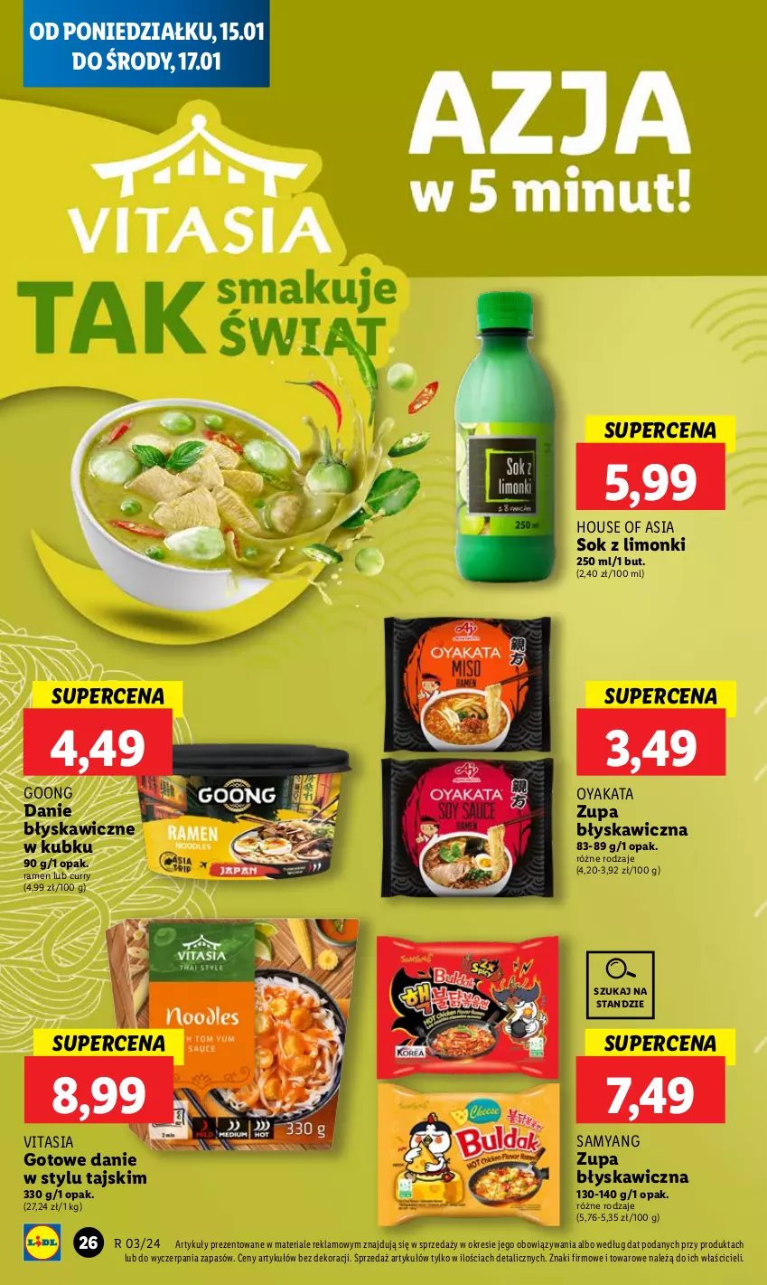 Gazetka promocyjna Lidl - GAZETKA - ważna 15.01 do 17.01.2024 - strona 26 - produkty: House of Asia, Sok, Zupa