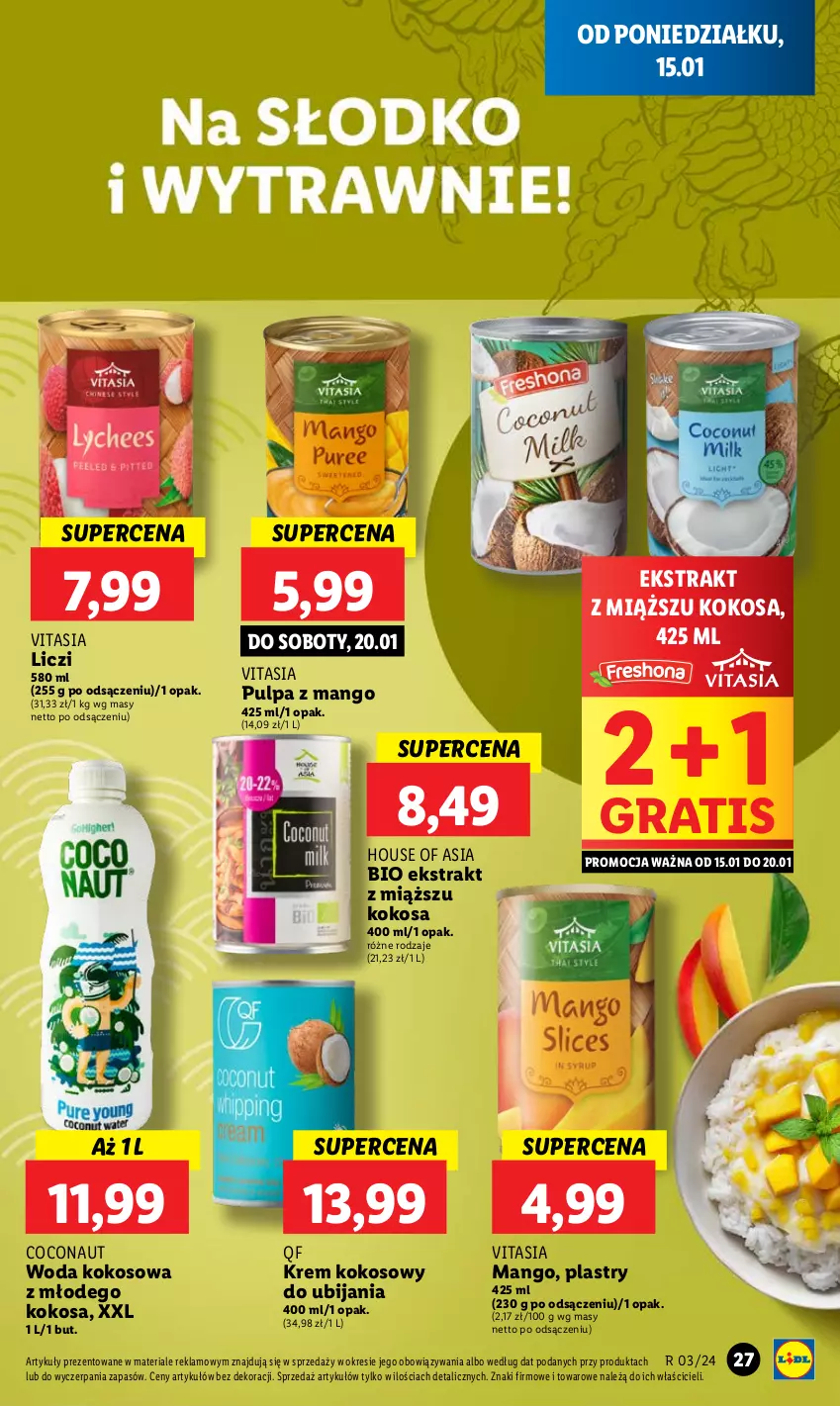 Gazetka promocyjna Lidl - GAZETKA - ważna 15.01 do 17.01.2024 - strona 27 - produkty: Gra, House of Asia, Kokos, Liczi, Mango, Woda