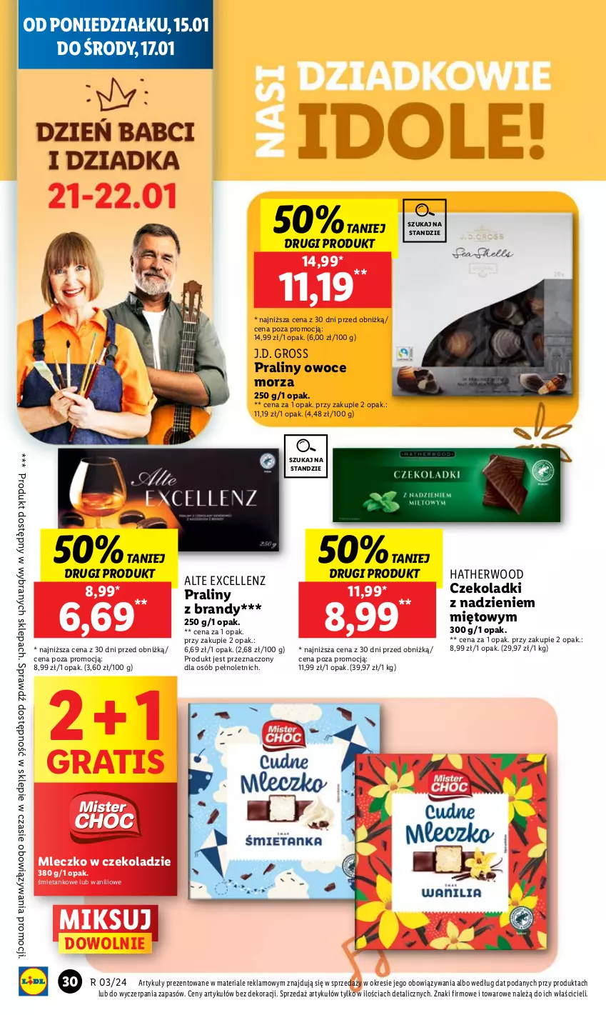 Gazetka promocyjna Lidl - GAZETKA - ważna 15.01 do 17.01.2024 - strona 30 - produkty: Brandy, Gra, Mleczko, Owoce, Owoce morza, Praliny