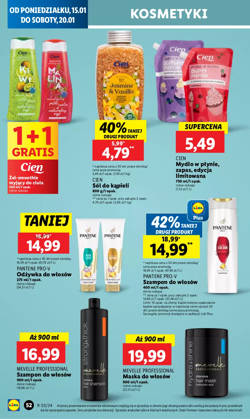 Gazetka promocyjna Lidl - GAZETKA - ważna 15.01 do 17.01.2024 - strona 54 - produkty: Gra, Maska, Maska do włosów, Mydło, Mydło w płynie, Odżywka, Olej, Pantene, Smoothie, Sól, Sól do kąpieli, Szampon