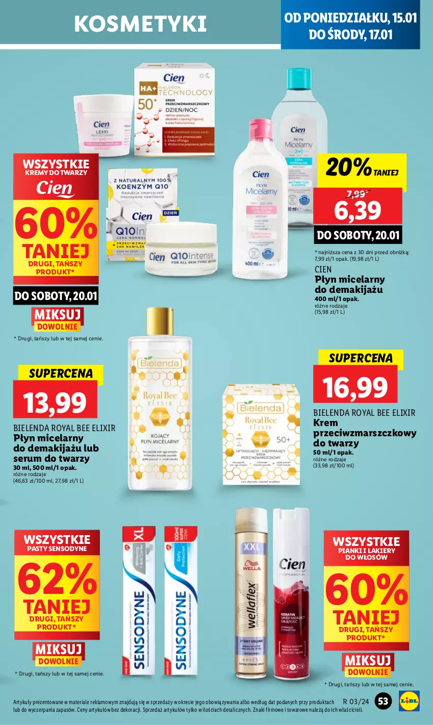 Gazetka promocyjna Lidl - GAZETKA - ważna 15.01 do 17.01.2024 - strona 55 - produkty: Bielenda, Krem przeciwzmarszczkowy, Lakier, Makijaż, Mars, Płyn micelarny, Rum, Sensodyne, Ser, Serum, Serum do twarzy