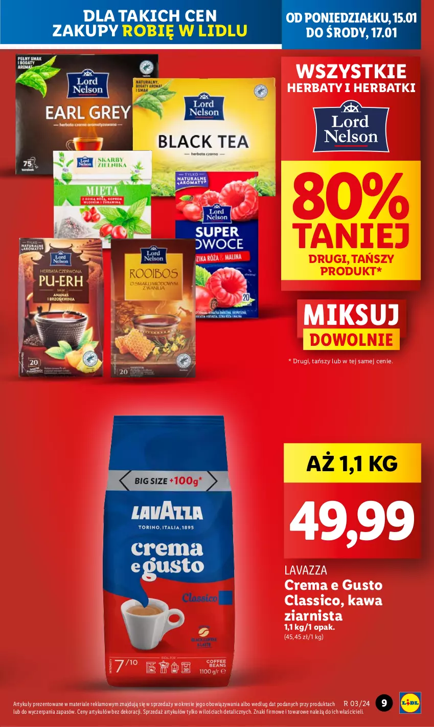 Gazetka promocyjna Lidl - GAZETKA - ważna 15.01 do 17.01.2024 - strona 9 - produkty: Kawa, Kawa ziarnista, Lavazza