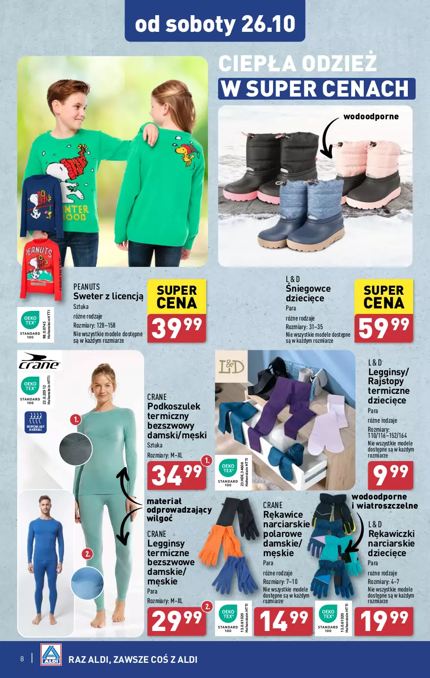 Gazetka promocyjna Aldi - Artykuły przemysłowe i tekstylia - ważna 21.10 do 26.10.2024 - strona 8 - produkty: Dzieci, Gin, Kosz, Legginsy, LG, Podkoszulek, Por, Rajstopy, Rękawice, Sweter, Top