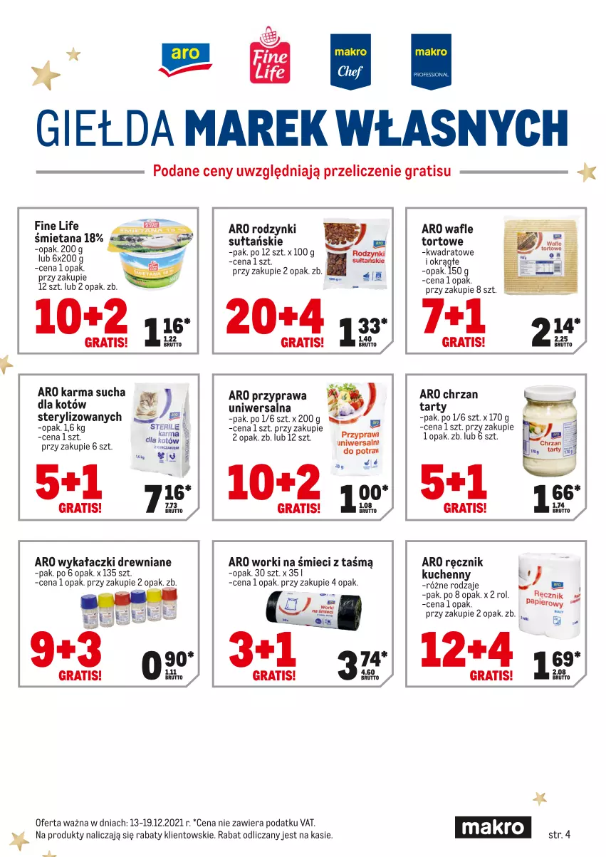 Gazetka promocyjna Makro - [Oferta specjalna] Express ofert - ważna 13.12 do 17.12.2021 - strona 4 - produkty: Chrzan, Gra, Ręcznik, Rodzynki, Wafle, Worki na śmiec, Worki na śmieci