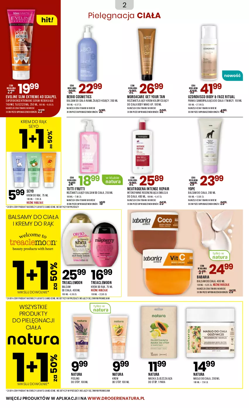 Gazetka promocyjna Drogerie Natura - Gazetka Drogerie Natura - ważna 22.08 do 02.09.2025 - strona 2 - produkty: Balsam do ciała, Body, Emulsja, Eveline, Fa, Krem do rąk, Krem do stóp, Maska, Masło, Masło do ciała, Neutrogena, Peeling, Rum, Ser, Serum, Yope