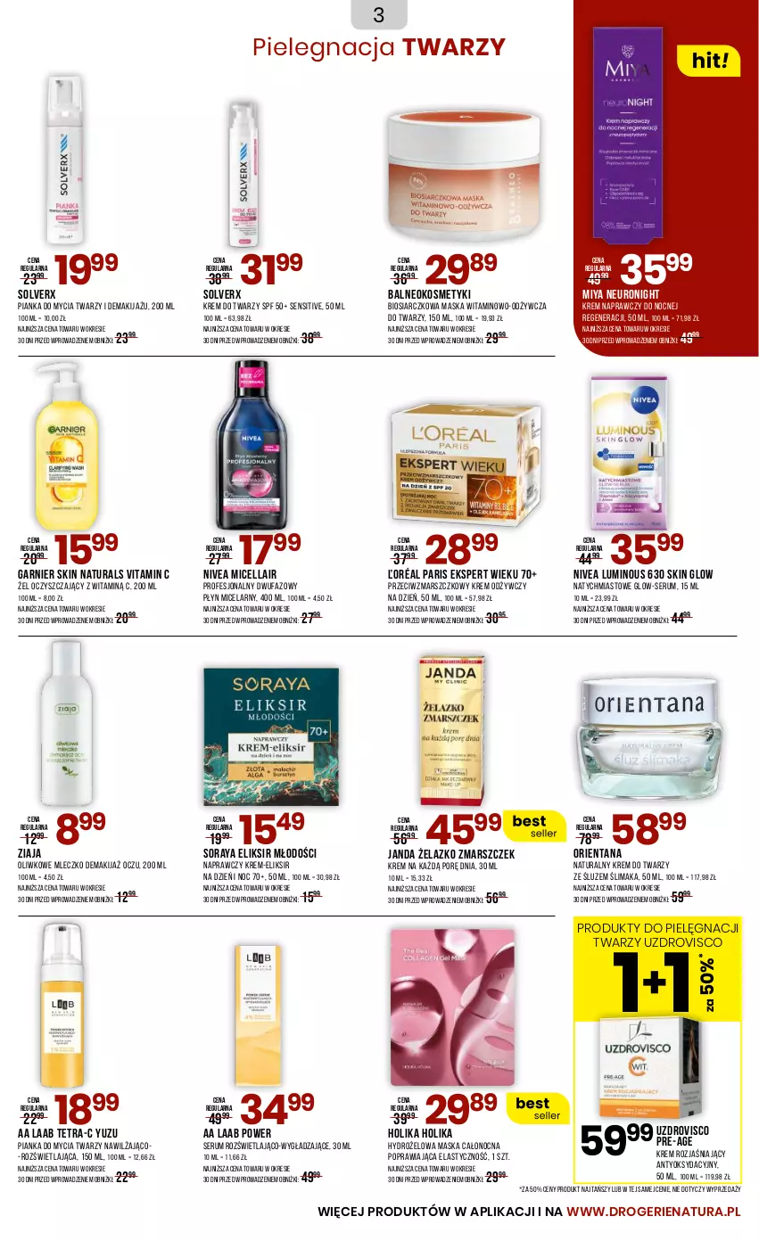 Gazetka promocyjna Drogerie Natura - Gazetka Drogerie Natura - ważna 22.08 do 02.09.2025 - strona 3 - produkty: Fa, Garnier, Holika Holika, Krem do twarzy, Krem odżywczy, Krem rozjaśniający, Makijaż, Mars, Maska, Mleczko, Nivea, Pianka do mycia twarzy, Płyn micelarny, Por, Rum, Ser, Serum, Ziaja