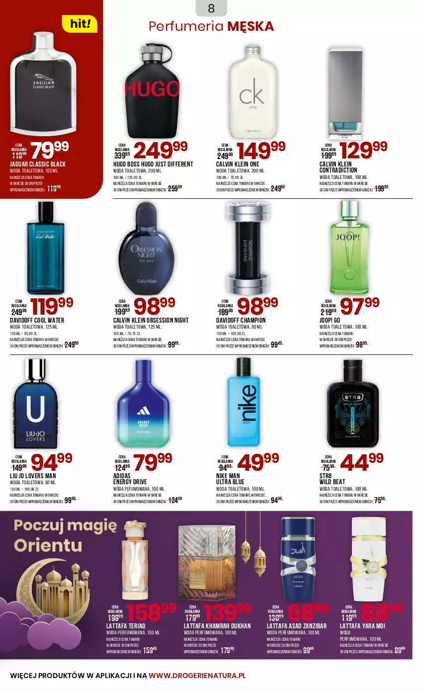 Gazetka promocyjna Drogerie Natura - Gazetka Drogerie Natura - ważna 22.08 do 02.09.2025 - strona 8 - produkty: Adidas, Calvin Klein, Davidoff, Fa, Hugo Boss, Jaguar, JOOP!, Lack, Nike, Perfum, SESSIO, Str8, Woda, Woda perfumowana, Woda toaletowa
