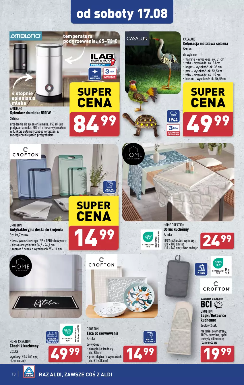 Gazetka promocyjna Aldi - Artykuły przemysłowe i tekstylia - ważna 12.08 do 17.08.2024 - strona 10 - produkty: Chodnik, Deska do krojenia, Kogut, Obrus, Piec, Rękawice, Ser, Sok, Taca, Top, Wełna