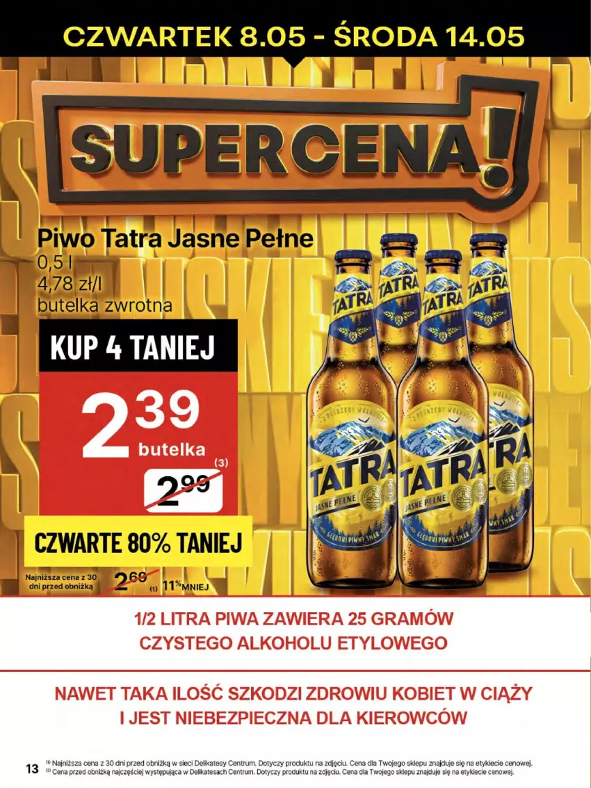 Gazetka promocyjna Delikatesy Centrum - Franczyza DC19 Czwartek - ważna 08.05 do 14.05.2025 - strona 13 - produkty: Piwo, Rum, Tatra