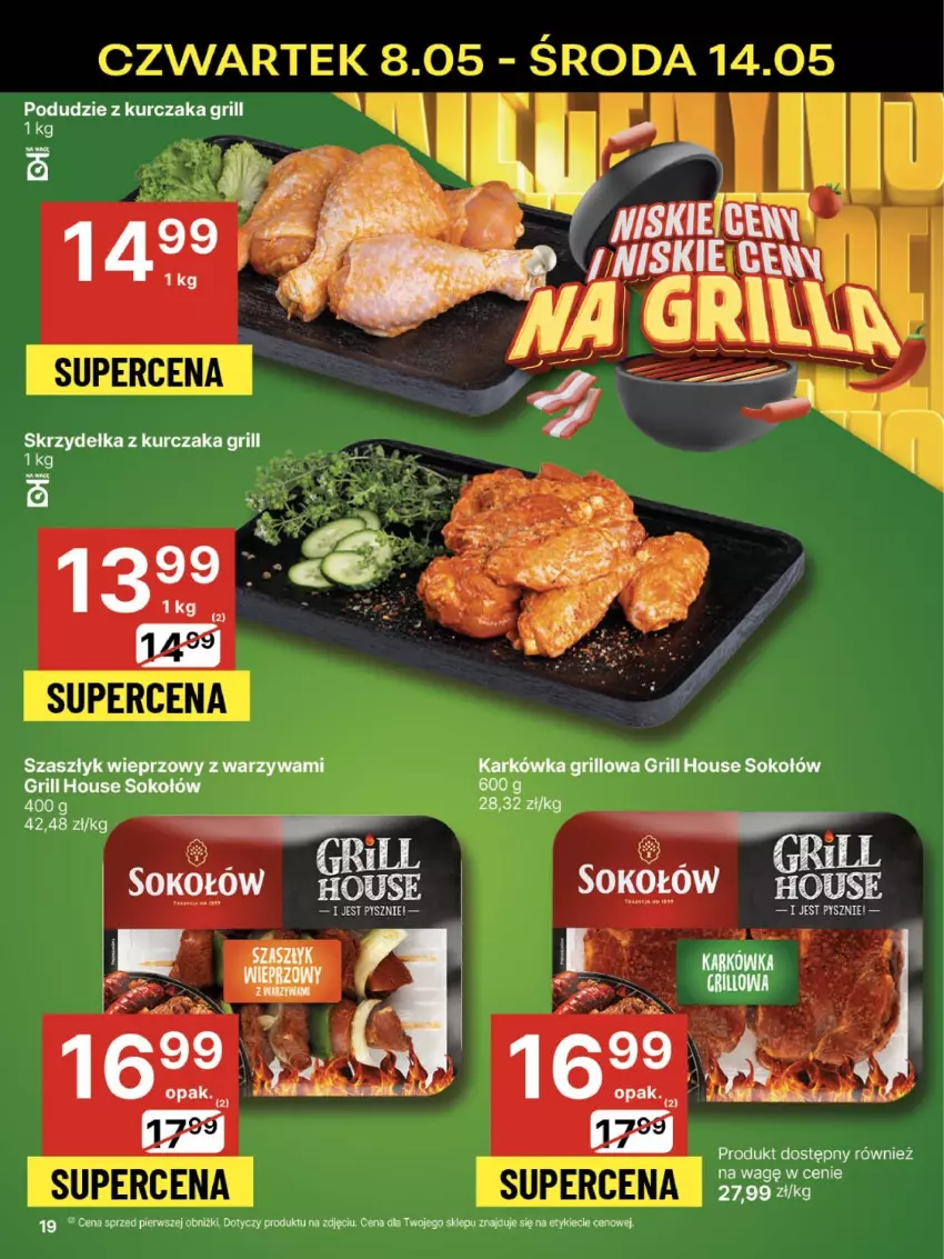 Gazetka promocyjna Delikatesy Centrum - Franczyza DC19 Czwartek - ważna 08.05 do 14.05.2025 - strona 19 - produkty: Grill, Kurczak, LG, Podudzie z kurczaka, Skrzydełka z kurczaka, Sok, Sokołów, Warzywa