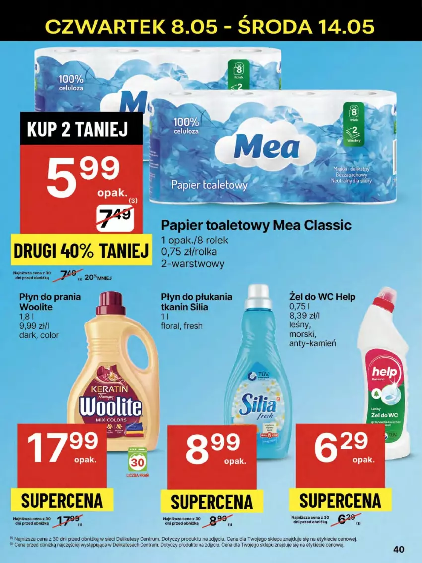 Gazetka promocyjna Delikatesy Centrum - Franczyza DC19 Czwartek - ważna 08.05 do 14.05.2025 - strona 40 - produkty: Flora, Papier, Papier toaletowy, Płyn do płukania, Płyn do prania, Rum, Woolite