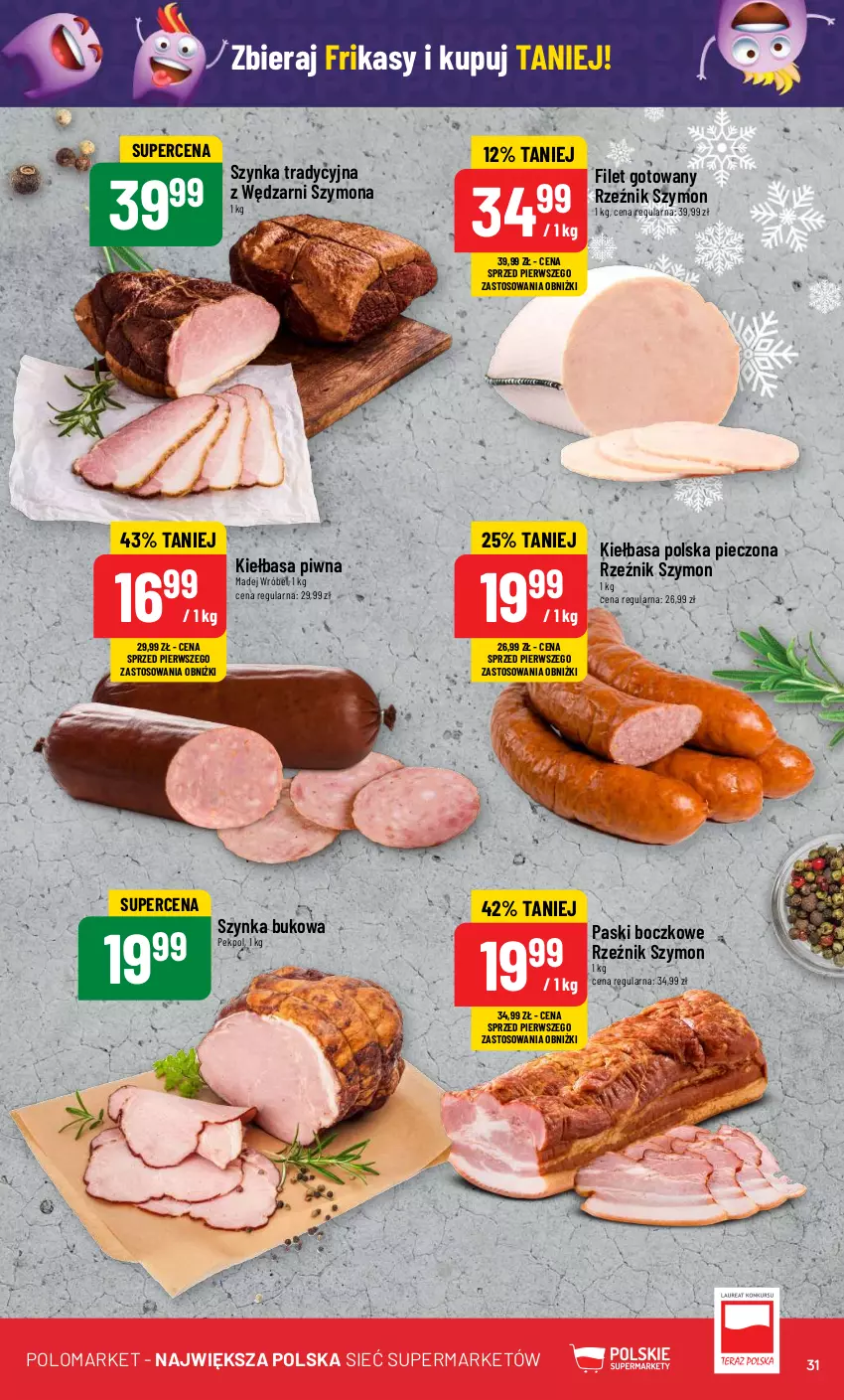 Gazetka promocyjna PoloMarket - Gazetka pomocyjna - ważna 06.12 do 12.12.2023 - strona 31 - produkty: Kiełbasa, Kiełbasa piwna, Madej Wróbel, Pekpol, Piec, Szynka