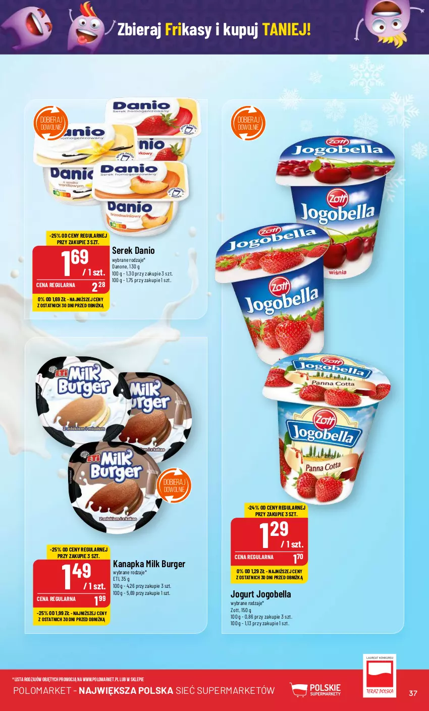 Gazetka promocyjna PoloMarket - Gazetka pomocyjna - ważna 06.12 do 12.12.2023 - strona 37 - produkty: Bell, Bella, Burger, Danio, Danone, Jogobella, Jogurt, Ser, Serek, Zott