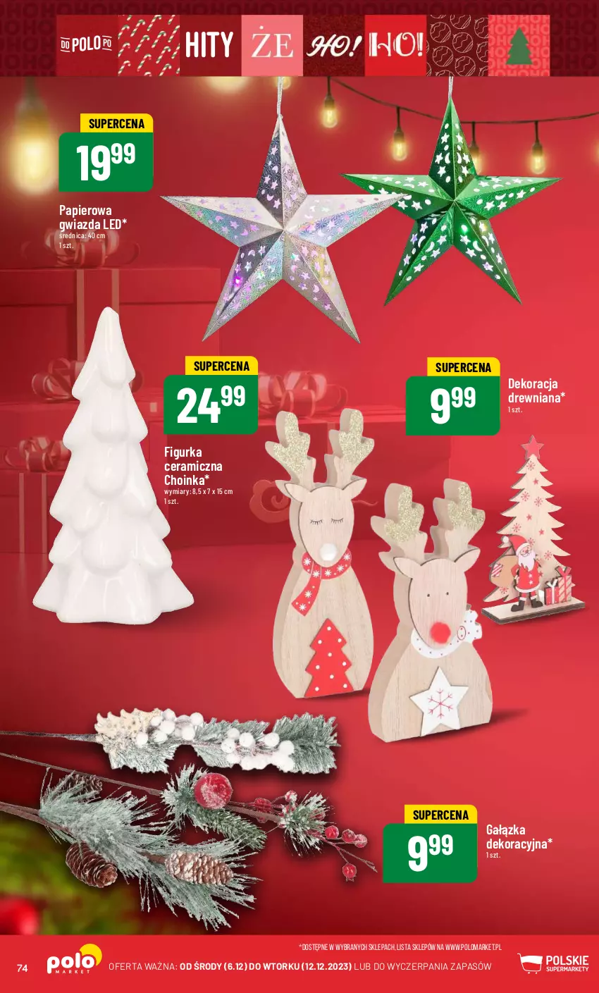 Gazetka promocyjna PoloMarket - Gazetka pomocyjna - ważna 06.12 do 12.12.2023 - strona 74 - produkty: Choinka, Figurka ceramiczna, Gwiazda, Inka, Papier