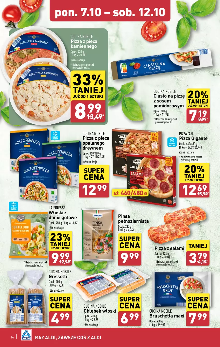 Gazetka promocyjna Aldi - Pełna oferta - ważna 07.10 do 12.10.2024 - strona 16 - produkty: Chleb, Danie gotowe, Piec, Pizza, Pizza z pieca kamiennego, Salami, Sos