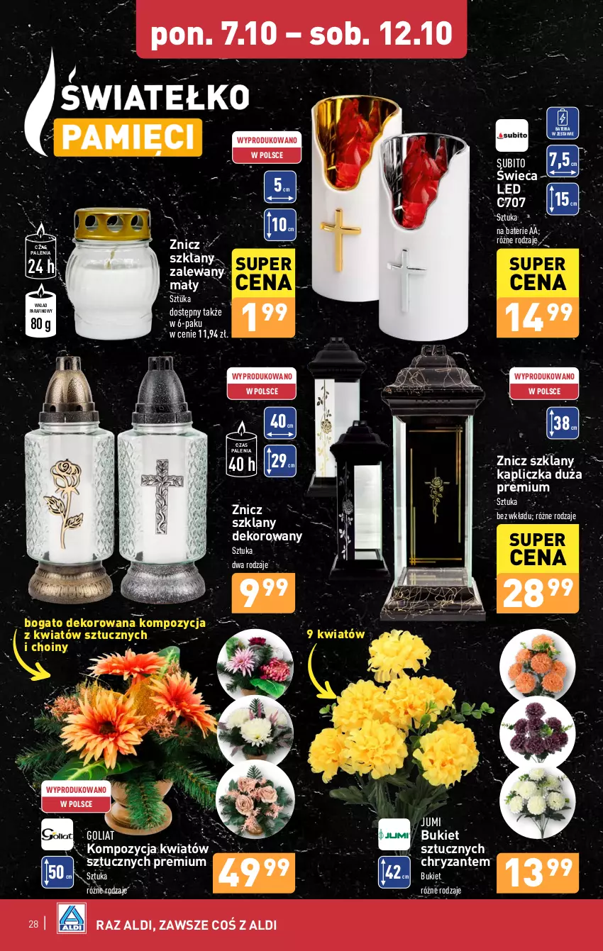 Gazetka promocyjna Aldi - Pełna oferta - ważna 07.10 do 12.10.2024 - strona 28 - produkty: Bateria, Bukiet, Znicz