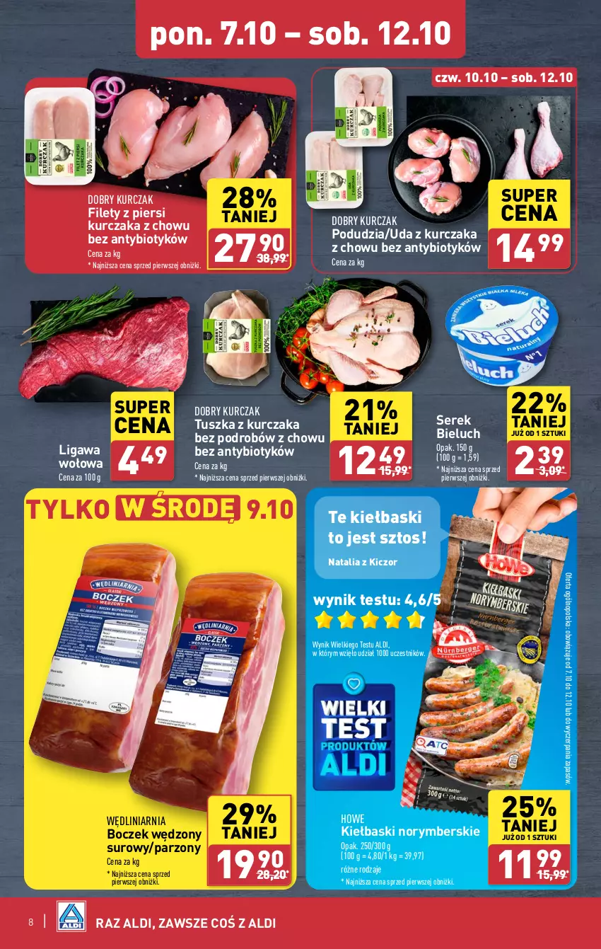 Gazetka promocyjna Aldi - Pełna oferta - ważna 07.10 do 12.10.2024 - strona 8 - produkty: Bieluch, Boczek, Kurczak, Ser, Serek, Tusz