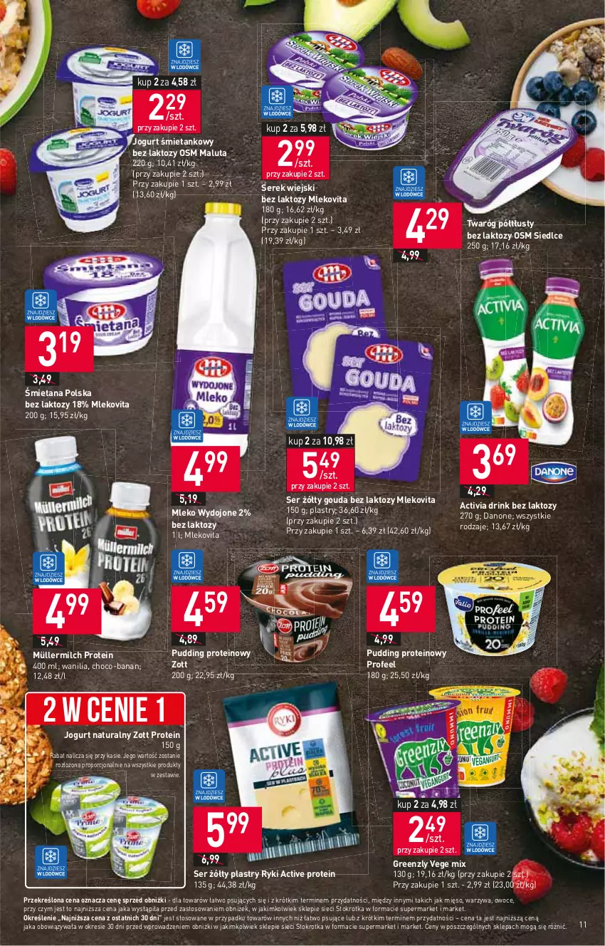 Gazetka promocyjna Stokrotka - Supermarket - ważna 10.08 do 16.08.2023 - strona 13 - produkty: Activia, Danone, Gouda, Jogurt, Jogurt naturalny, Mięso, Mleko, Mlekovita, Müller, Müllermilch, Owoce, Por, Pudding, Ser, Serek, Serek wiejski, Twaróg, Twaróg półtłusty, Warzywa, Zott