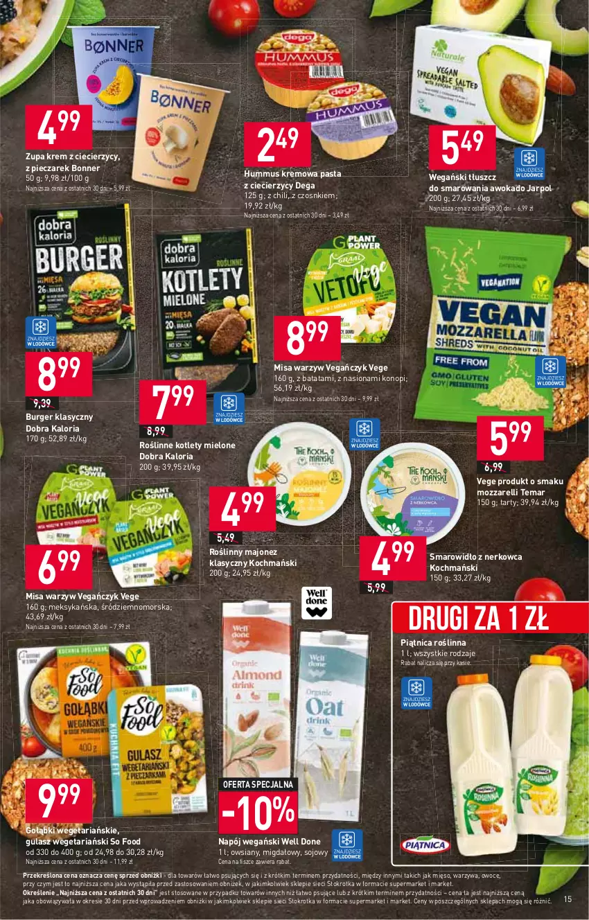 Gazetka promocyjna Stokrotka - Supermarket - ważna 10.08 do 16.08.2023 - strona 17 - produkty: Burger, Dega, Hummus, Koc, Kotlet, Majonez, Mięso, Mus, Napój, Owoce, Piątnica, Piec, So Food, Warzywa, Zupa