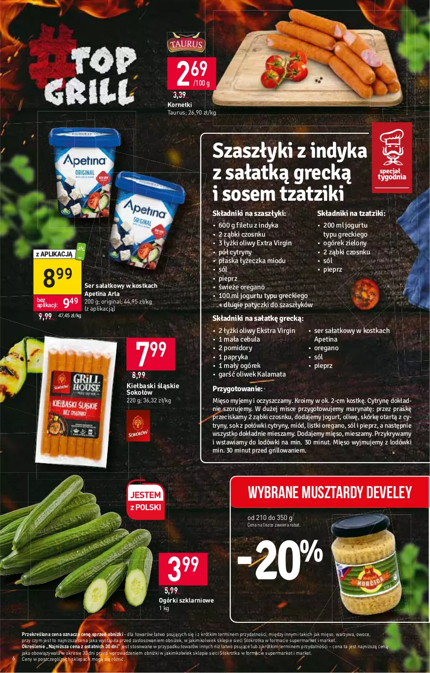 Gazetka promocyjna Stokrotka - Supermarket - ważna 10.08 do 16.08.2023 - strona 6 - produkty: Gin, Kiełbaski śląskie, Mięso, Mus, Owoce, Sałat, Ser, Sok, Sokołów, Warzywa