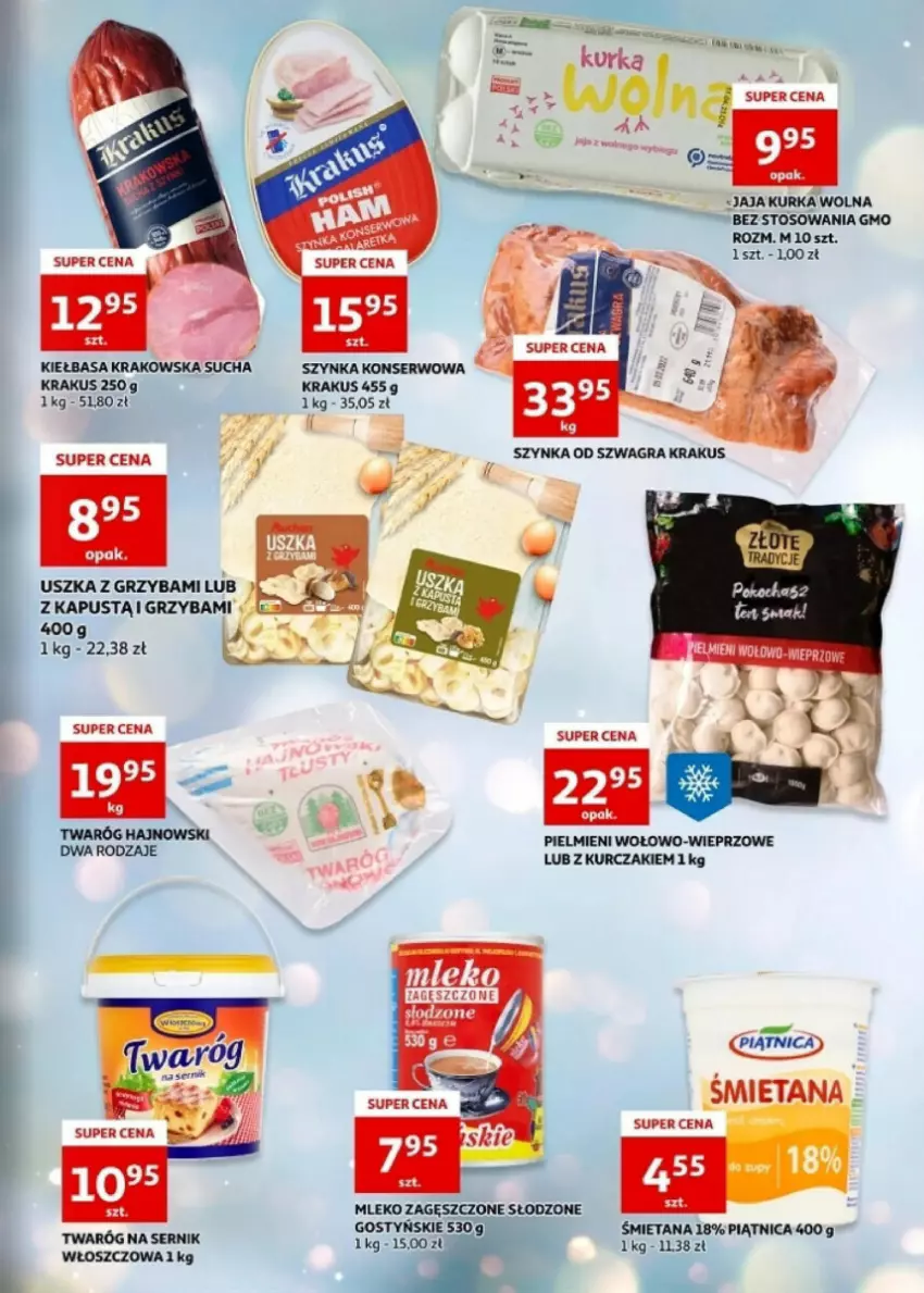 Gazetka promocyjna Auchan - ważna 20.12 do 23.12.2023 - strona 3 - produkty: Jaja, Kapustą, Kiełbasa, Kiełbasa krakowska, Koc, Krakus, Kurczak, Piątnica, Ser, Szynka, Szynka konserwowa, Twaróg