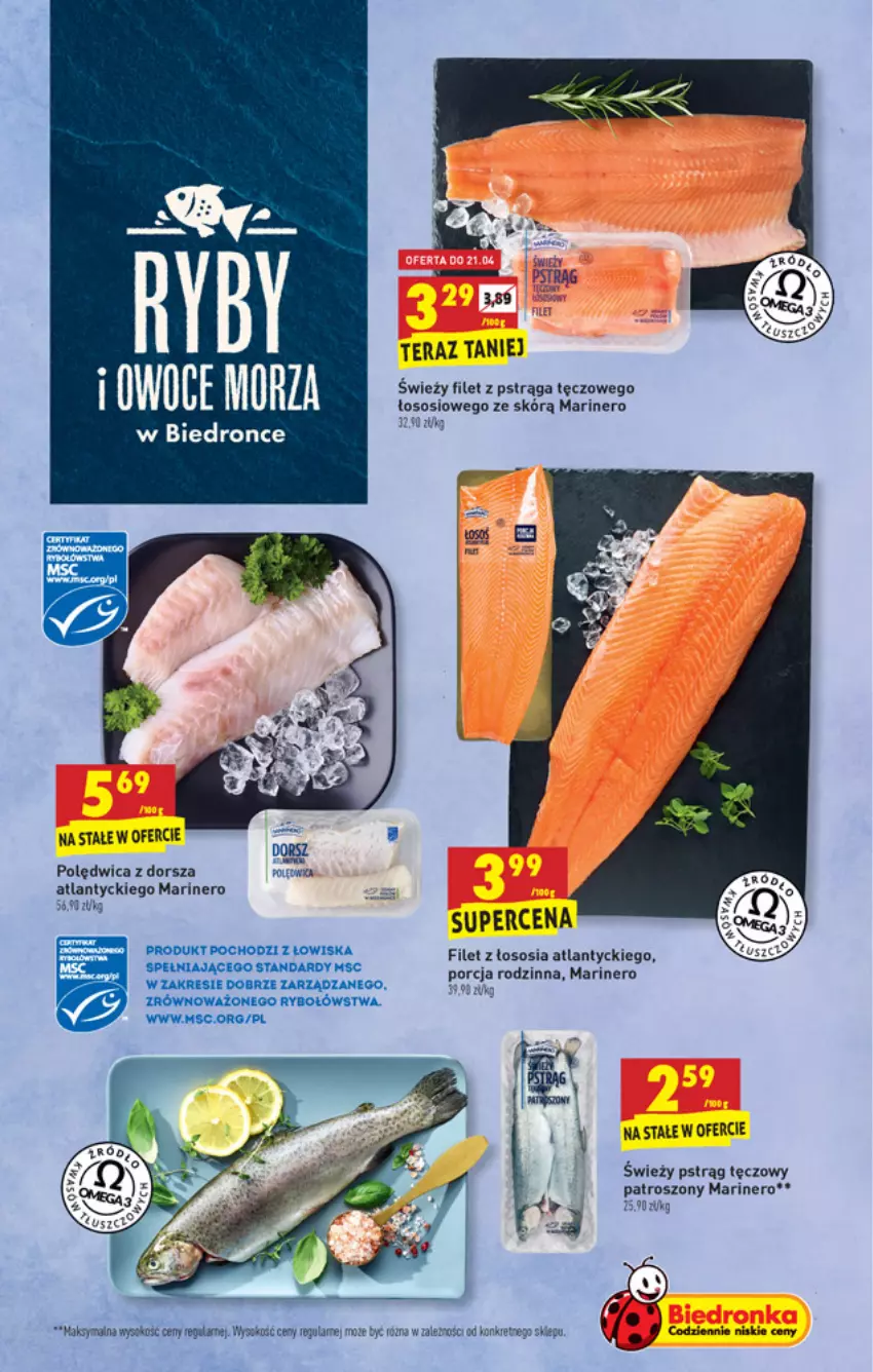 Gazetka promocyjna Biedronka - W tym tygodniu PN - ważna 19.04 do 25.04.2021 - strona 17 - produkty: Dorsz, Dron, Filet z pstrąga, Polędwica, Pstrąg, Pstrąg tęczowy, Sos, Tera