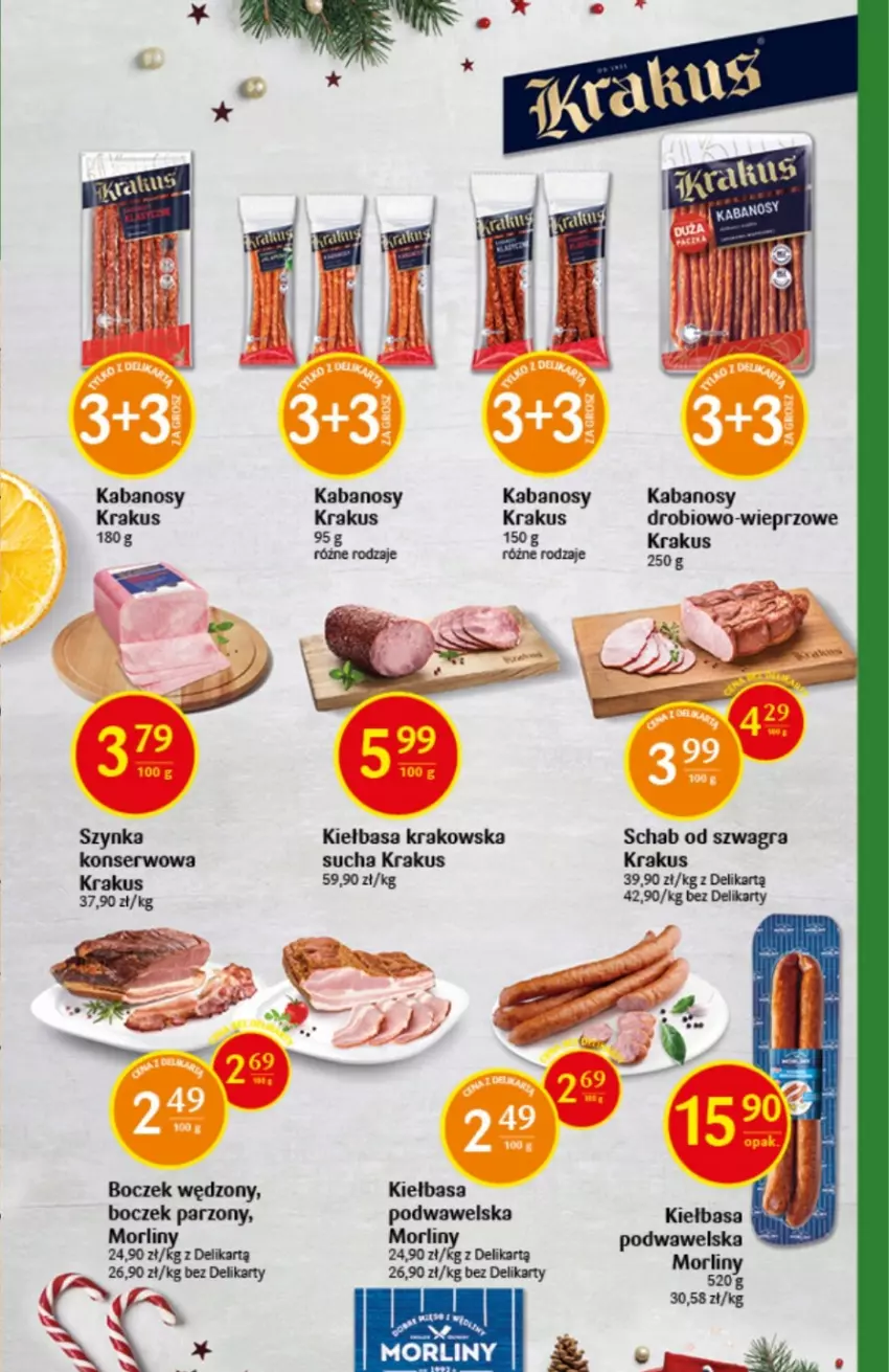 Gazetka promocyjna Delikatesy Centrum - Gazetka świąteczna DC49/50 - ważna 15.12 do 31.12.2022 - strona 3 - produkty: Boczek, Gra, Kabanos, Kiełbasa, Kiełbasa krakowska, Krakus, Ser, Szynka, Szynka konserwowa, Wawel