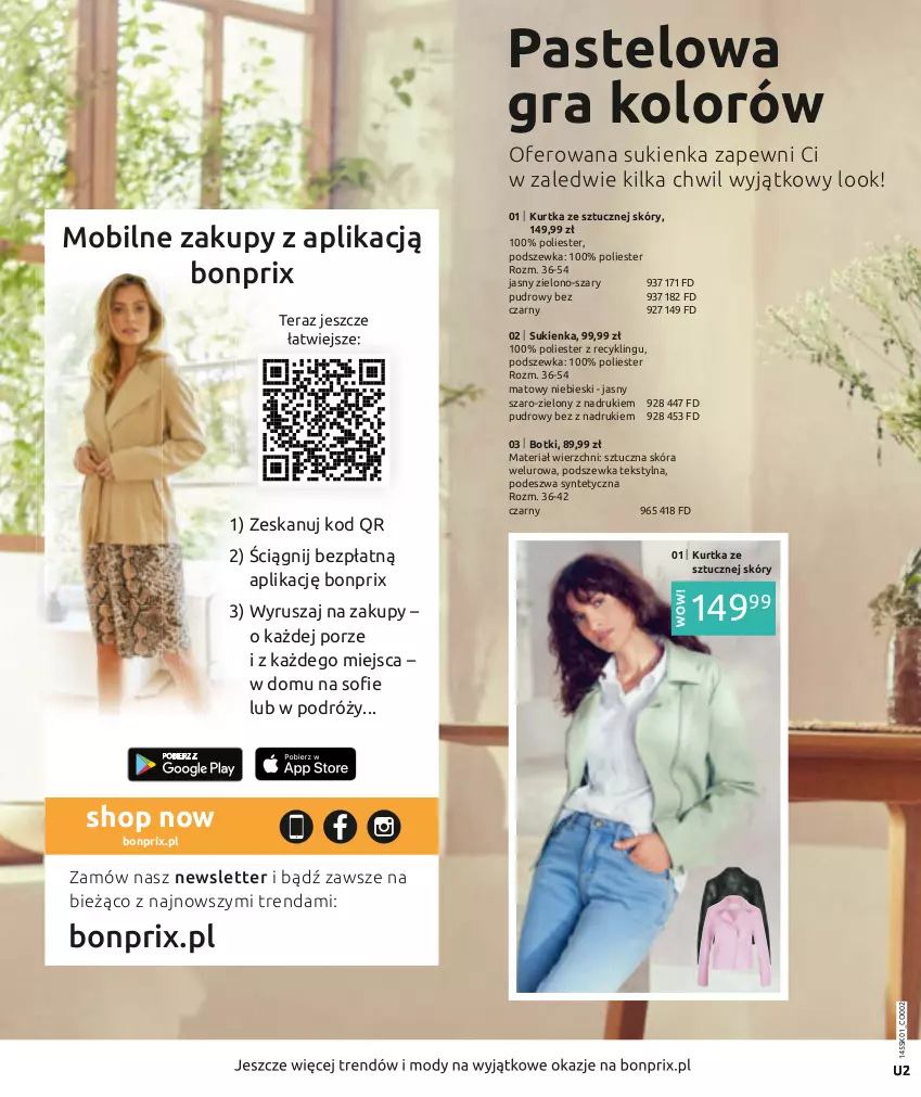 Gazetka promocyjna Bonprix - Powiew wiosny - ważna 17.01 do 17.07.2022 - strona 2 - produkty: Botki, Gra, Kurtka, Mobil, Por, Sukienka, Tera