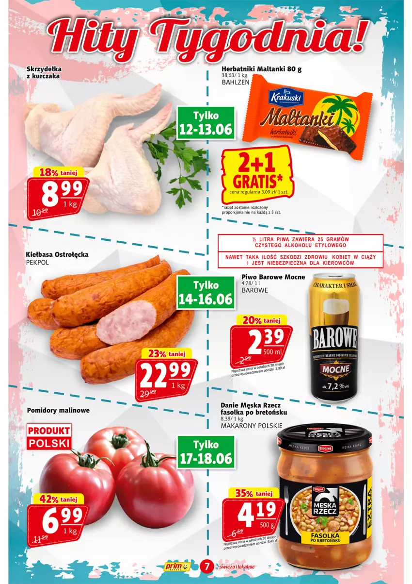 Gazetka promocyjna Prim Market - ważna 12.06 do 18.06.2025 - strona 7 - produkty: Fa, Gra, Herbatniki, Kiełbasa, Kurczak, Makaron, Pekpol, Piec, Piwa, Piwo, Pomidory, Por