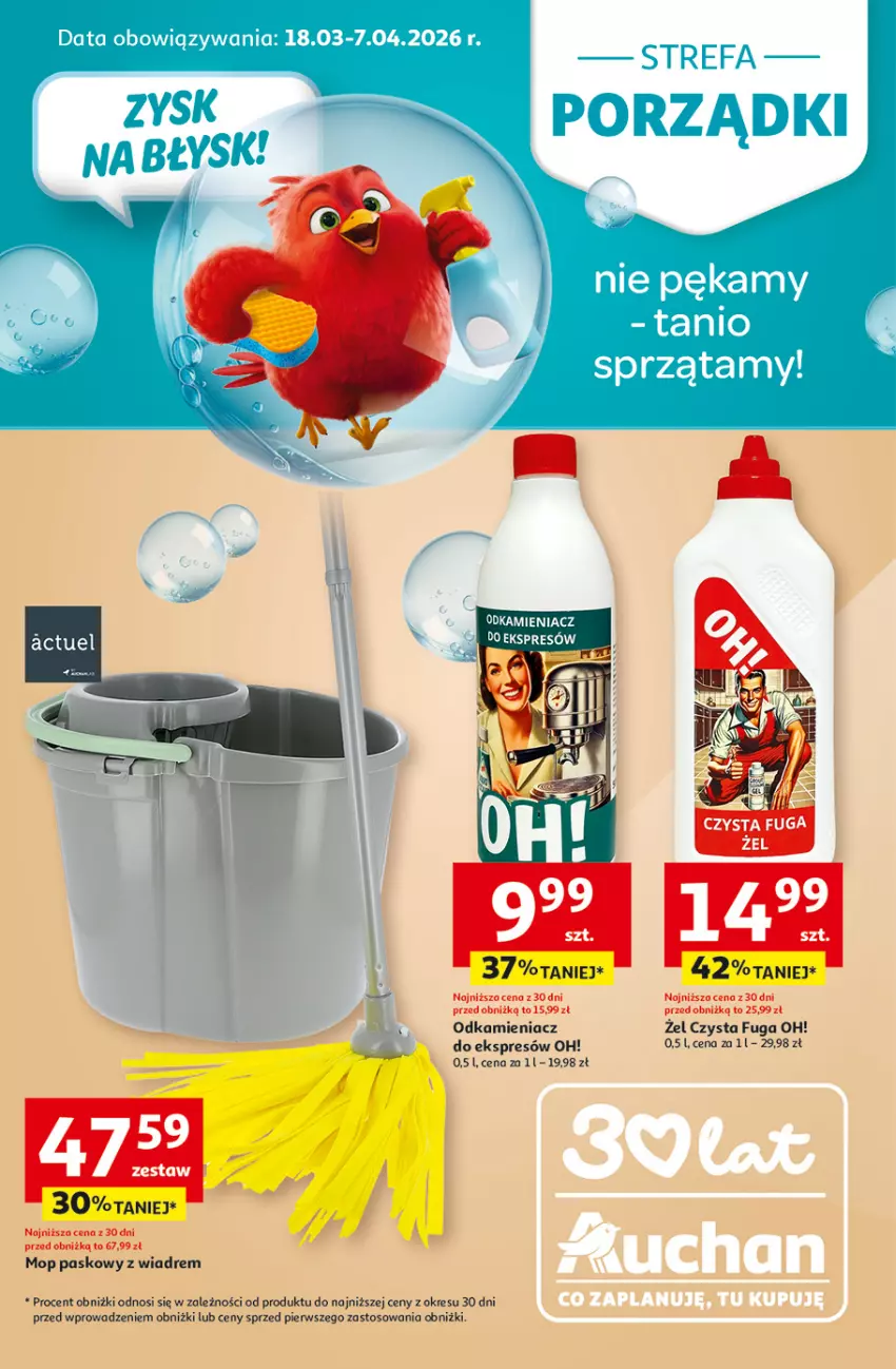Gazetka promocyjna Auchan - Gazetka Strefa Porządki Hipermarket Auchan - ważna 19.03 do 25.03.2026 - strona 1 - produkty: Fa, Mop, Odkamieniacz, Por