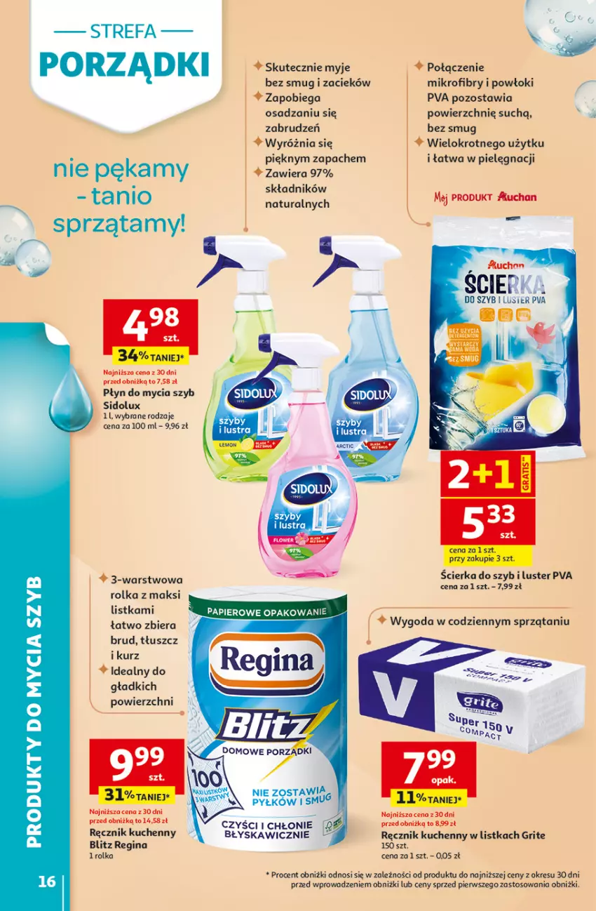 Gazetka promocyjna Auchan - Gazetka Strefa Porządki Hipermarket Auchan - ważna 19.03 do 25.03.2026 - strona 16 - produkty: Fa, Gin, Płyn do mycia, Ręcznik, Ręcznik kuchenny, Sidolux