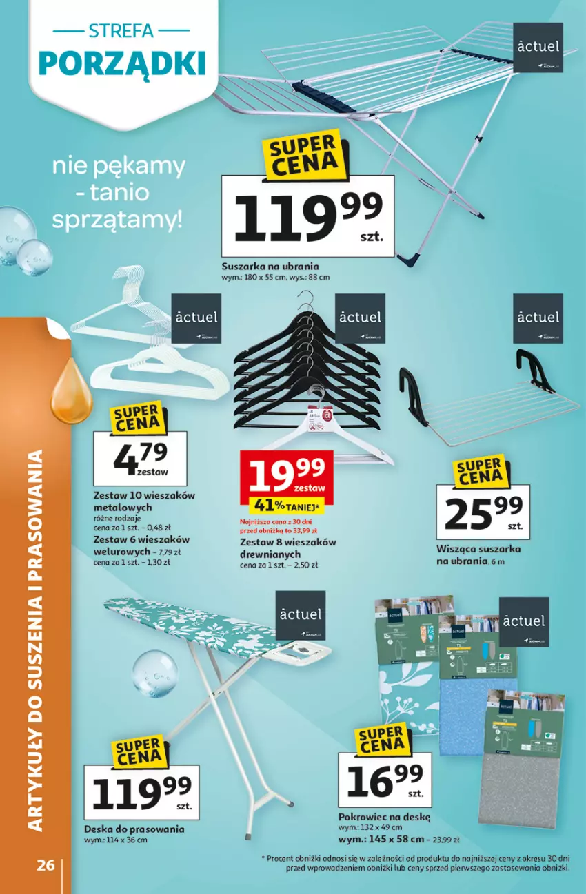 Gazetka promocyjna Auchan - Gazetka Strefa Porządki Hipermarket Auchan - ważna 19.03 do 25.03.2026 - strona 26 - produkty: Deska do prasowania, Pokrowiec, Pokrowiec na deskę, Suszarka, Ubrania, Wieszak