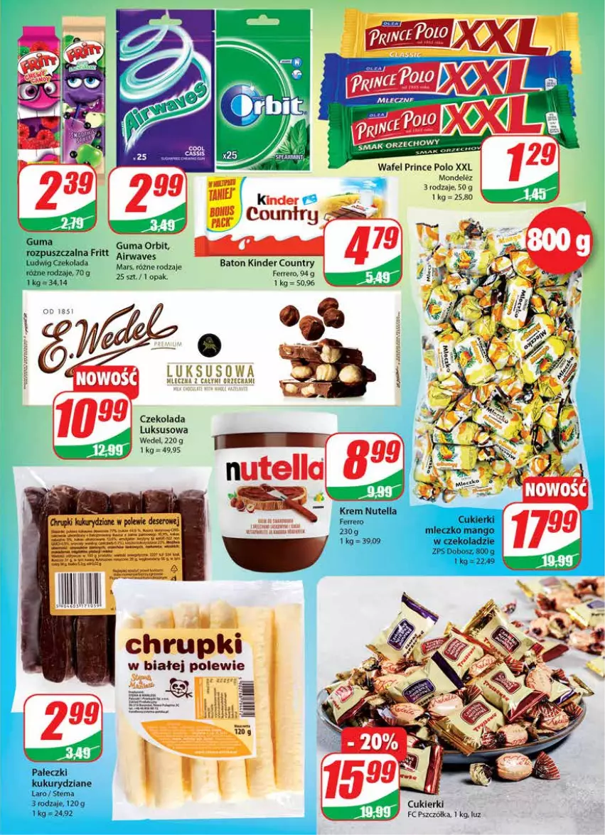 Gazetka promocyjna Dino - Gazetka - ważna 10.11 do 16.11.2021 - strona 3 - produkty: Baton, Chrupki, Cukier, Cukierki, Czekolada, Deser, Ferrero, Kinder, Mango, Mleczko, Nutella, Orbit, Por, Prince Polo, Ser