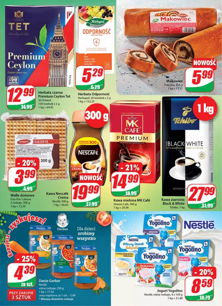 Gazetka promocyjna Dino - Gazetka - ważna 10.11 do 16.11.2021 - strona 5 - produkty: Dzieci, Gerber, Herbapol, Herbata, Herbata czarna, Jogurt, Kawa, Kawa mielona, LG, Por, Tchibo