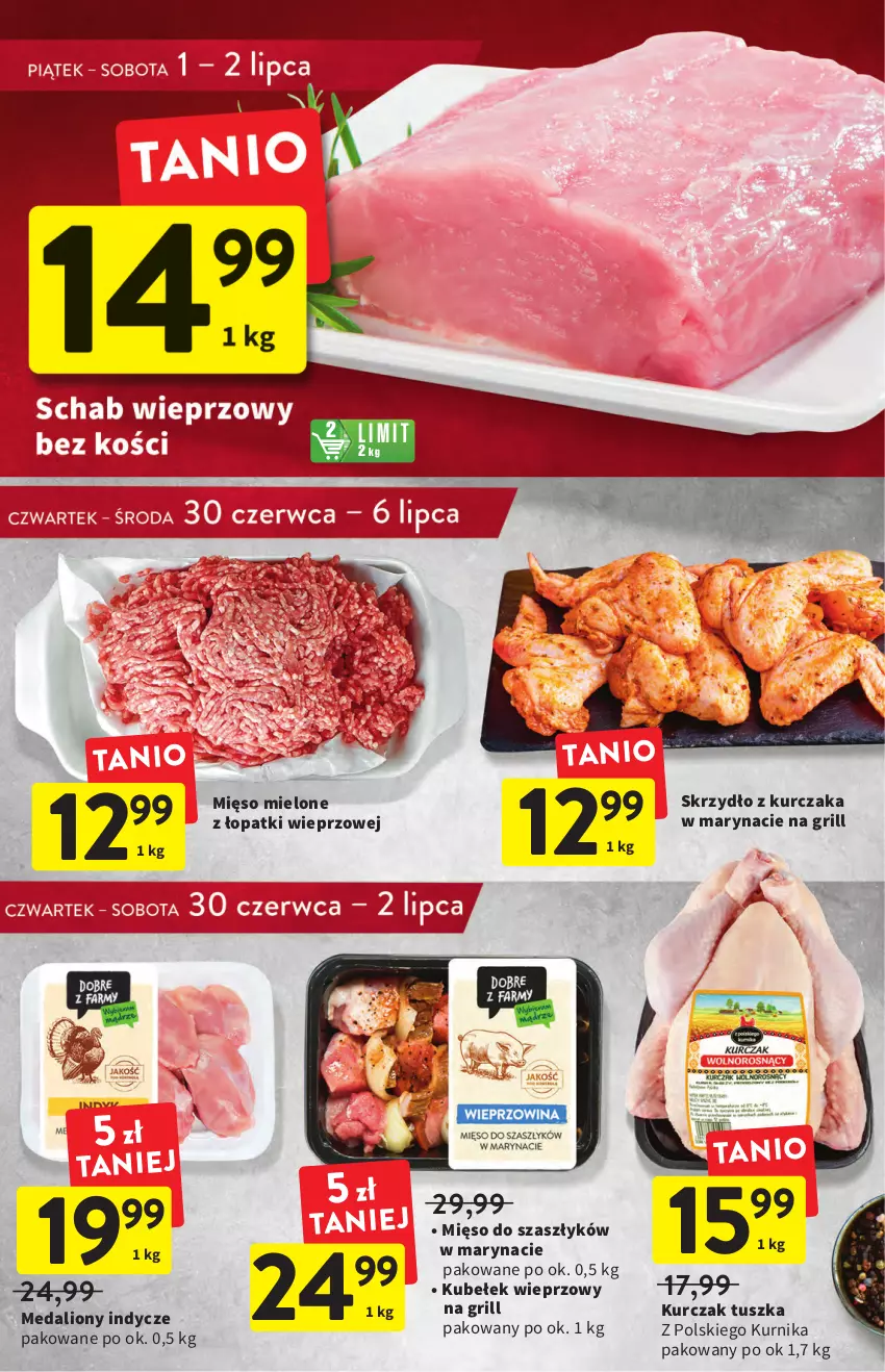 Gazetka promocyjna Intermarche - ważna 30.06 do 06.07.2022 - strona 15 - produkty: Grill, Kurczak, Lion, Medaliony indycze, Mięso, Mięso mielone, Mięso mielone z łopatki wieprzowej, Tusz