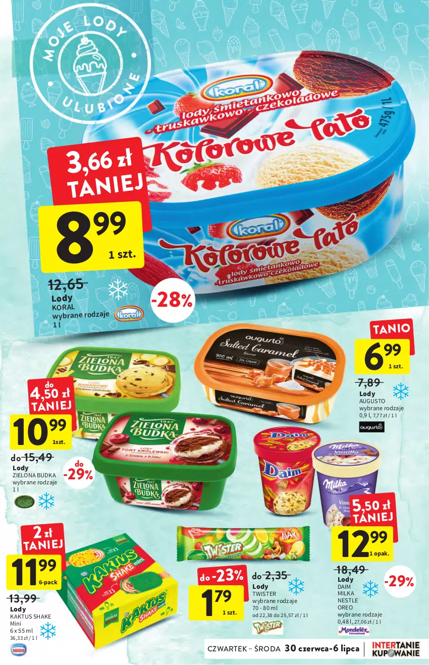 Gazetka promocyjna Intermarche - ważna 30.06 do 06.07.2022 - strona 5 - produkty: Kaktus, Lody, Milka, Oreo, Zielona Budka