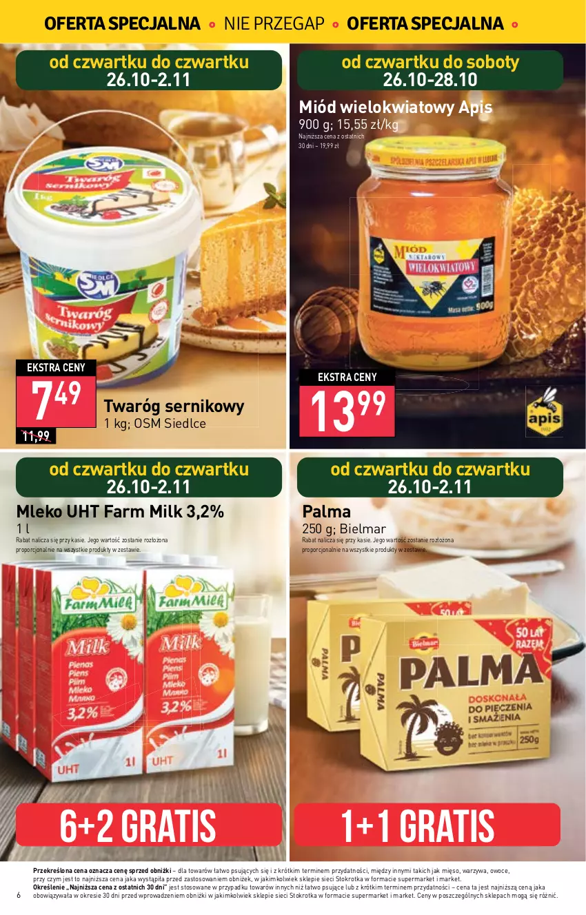 Gazetka promocyjna Stokrotka - Supermarket - ważna 26.10 do 02.11.2023 - strona 5 - produkty: Fa, Farm Milk, Gra, Mięso, Miód, Mleko, Owoce, Palma, Por, Ser, Twaróg, Warzywa