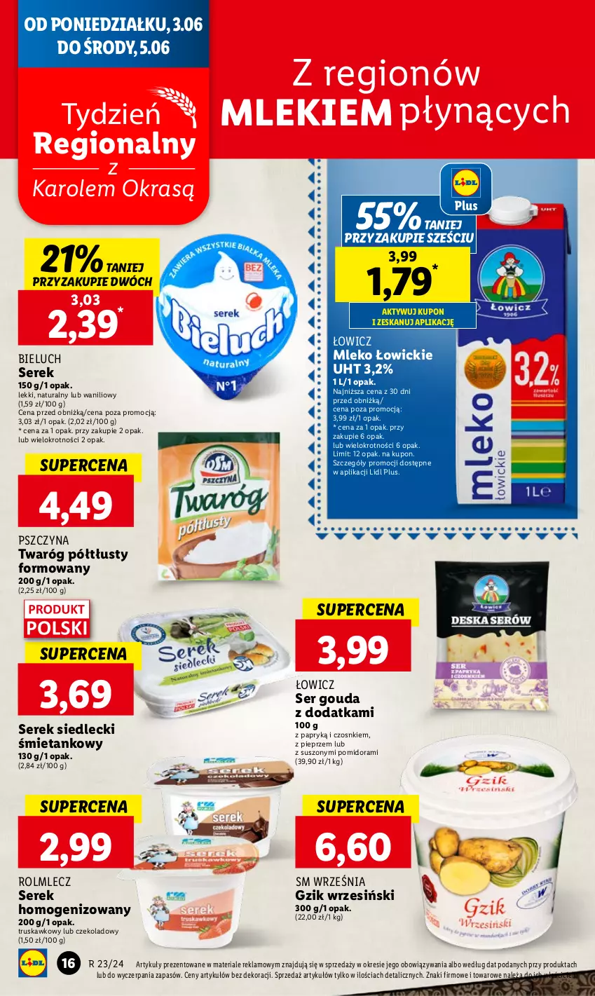 Gazetka promocyjna Lidl - GAZETKA - ważna 03.06 do 05.07.2024 - strona 16 - produkty: Bieluch, Gouda, Mleko, Pieprz, Rolmlecz, Ser, Serek, Serek homogenizowany, Twaróg, Twaróg półtłusty