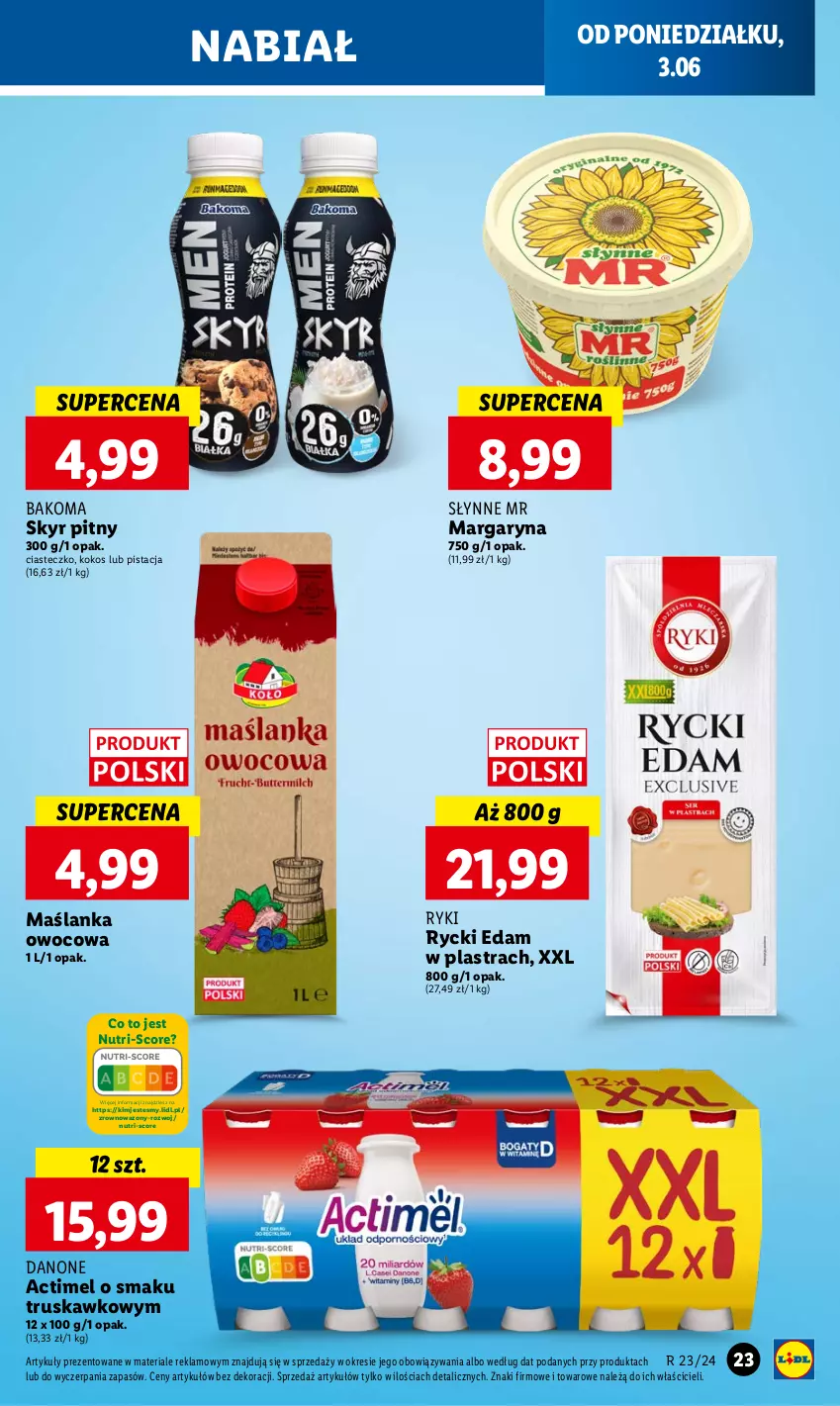 Gazetka promocyjna Lidl - GAZETKA - ważna 03.06 do 05.07.2024 - strona 25 - produkty: Actimel, Bakoma, Danone, Edam, Kokos, Margaryna, Maślanka, Rycki Edam, Słynne, Wazon