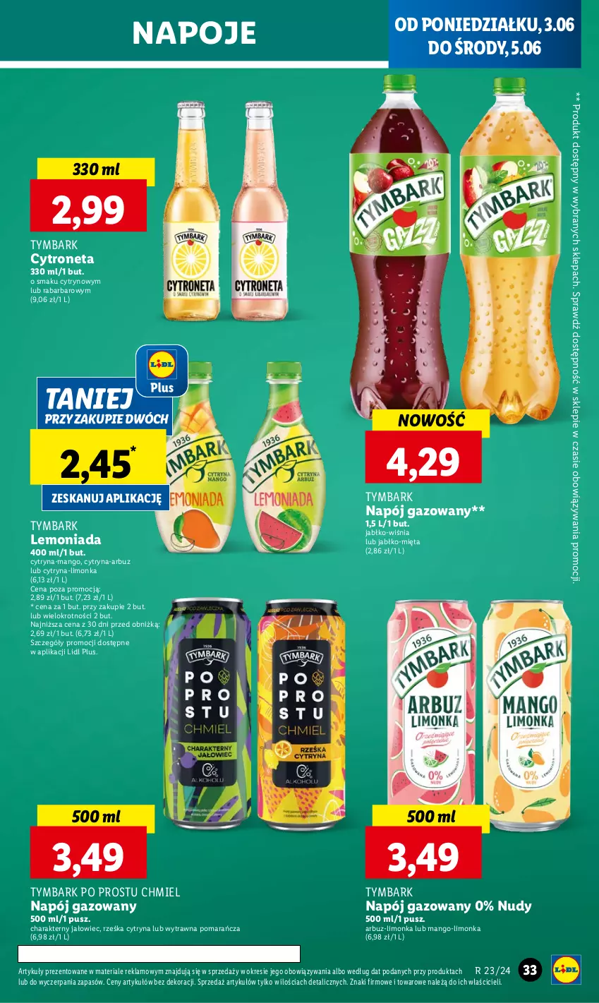 Gazetka promocyjna Lidl - GAZETKA - ważna 03.06 do 05.07.2024 - strona 37 - produkty: Arbuz, Lemoniada, Limonka, Mango, Mięta, Napój, Napój gazowany, Napoje, Tymbark