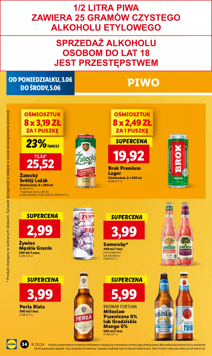 Gazetka promocyjna Lidl - GAZETKA - ważna 03.06 do 05.07.2024 - strona 38 - produkty: Fortuna, Gra, Lack, Mango, Perła, Piwo, Somersby