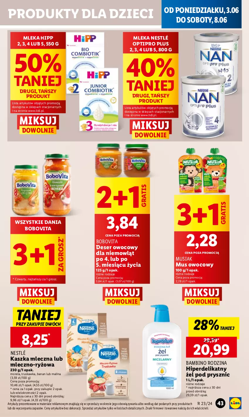 Gazetka promocyjna Lidl - GAZETKA - ważna 03.06 do 05.07.2024 - strona 47 - produkty: BoboVita, Deser, Deser owocowy, Dzieci, Gra, HiPP, Morela, Mus, Nestlé, Ryż, Ser