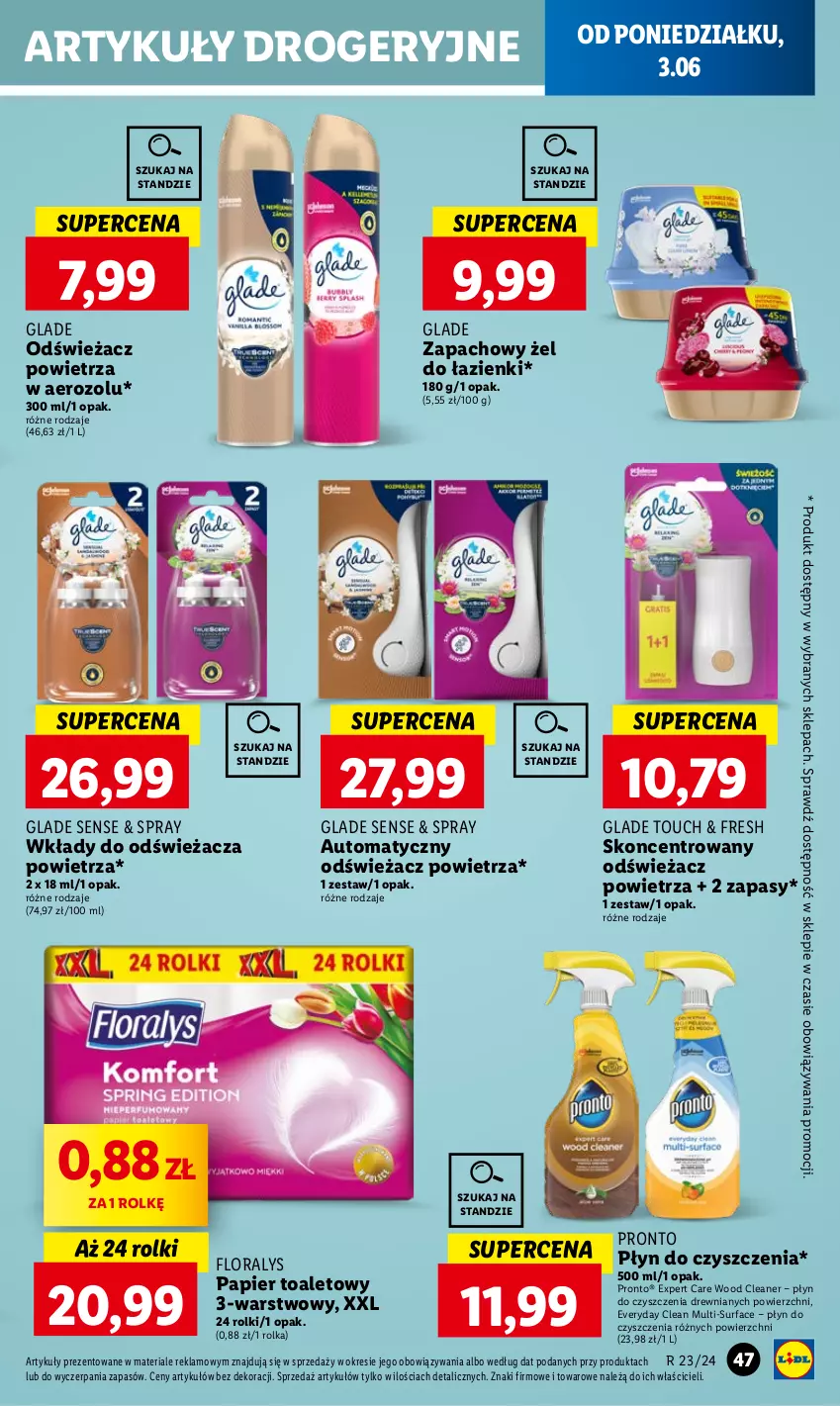 Gazetka promocyjna Lidl - GAZETKA - ważna 03.06 do 05.07.2024 - strona 53 - produkty: Fa, Flora, Odświeżacz powietrza, Papier, Papier toaletowy, Pronto, Rolki, Surf