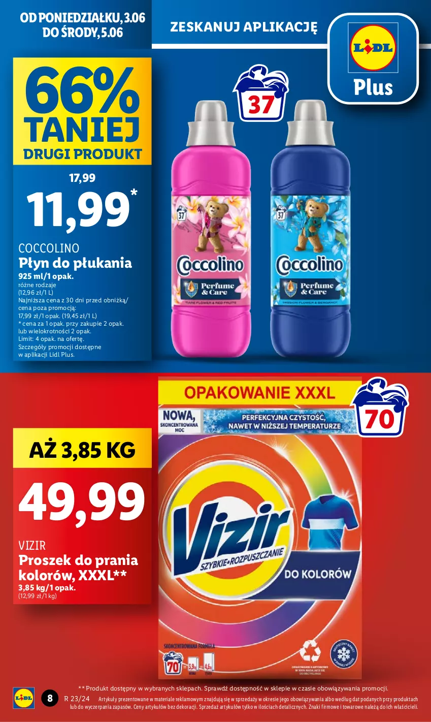 Gazetka promocyjna Lidl - GAZETKA - ważna 03.06 do 05.07.2024 - strona 8 - produkty: Coccolino, Płyn do płukania, Proszek do prania, Vizir