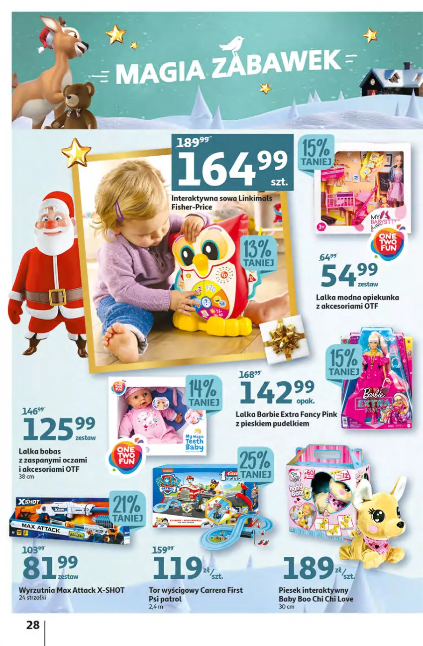 Gazetka promocyjna Auchan - Gazetka Magia Świąt Auchan Hipermarket - ważna 08.12 do 14.12.2022 - strona 28 - produkty: Barbie, Carrera, Fa, Fisher-Price, Lalka, Psi Patrol, Tera, Tor wyścigowy